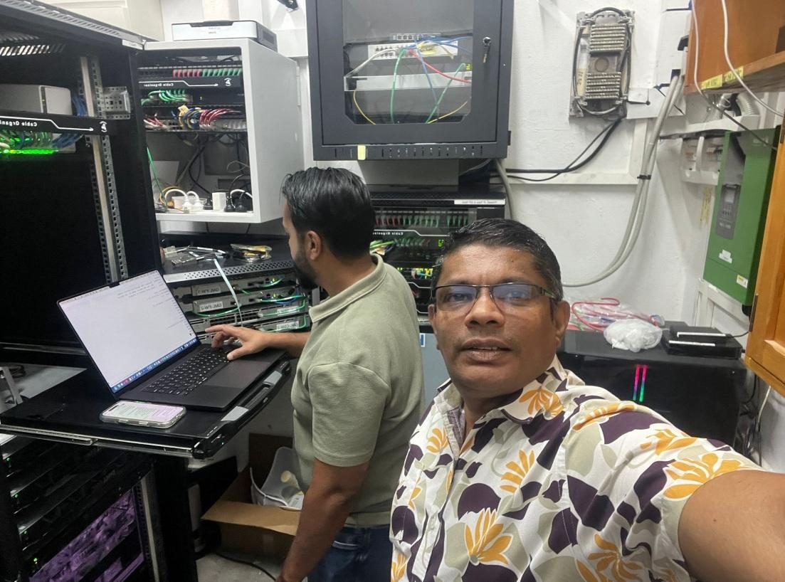 Sprint Networks engineers on site at Golden Manufacturers Limited headquarters in Suva, Fiji