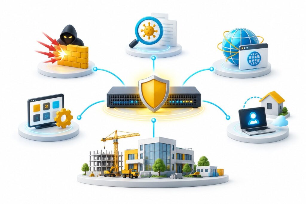 Hornibrook NGI zero trust and firewall controls in Lae PNG, including secure remote work and ERP priority for head office and project sites